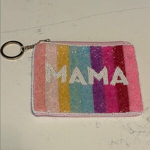 Colorful Beaded 'MAMA' Keychain Pouch